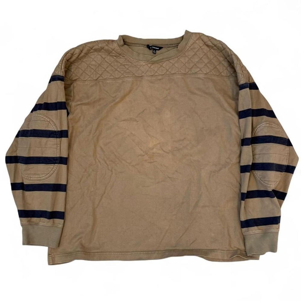 J.Peterman Long Sleeve Padded Brown Rugby Shirt Men's Size XL Preppy Academia
